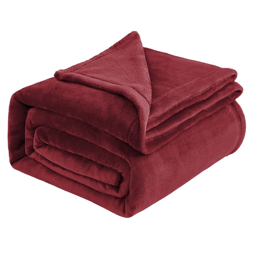 IR Imperial Rooms Fleece Blanket Throws for Sofas – Soft Fluffy 400 GSM Silk Touch Warm Blankets for Bed and Couch Bed Throw for Bedroom, Travel (Burgundy, Twin/Double (150X200CM))