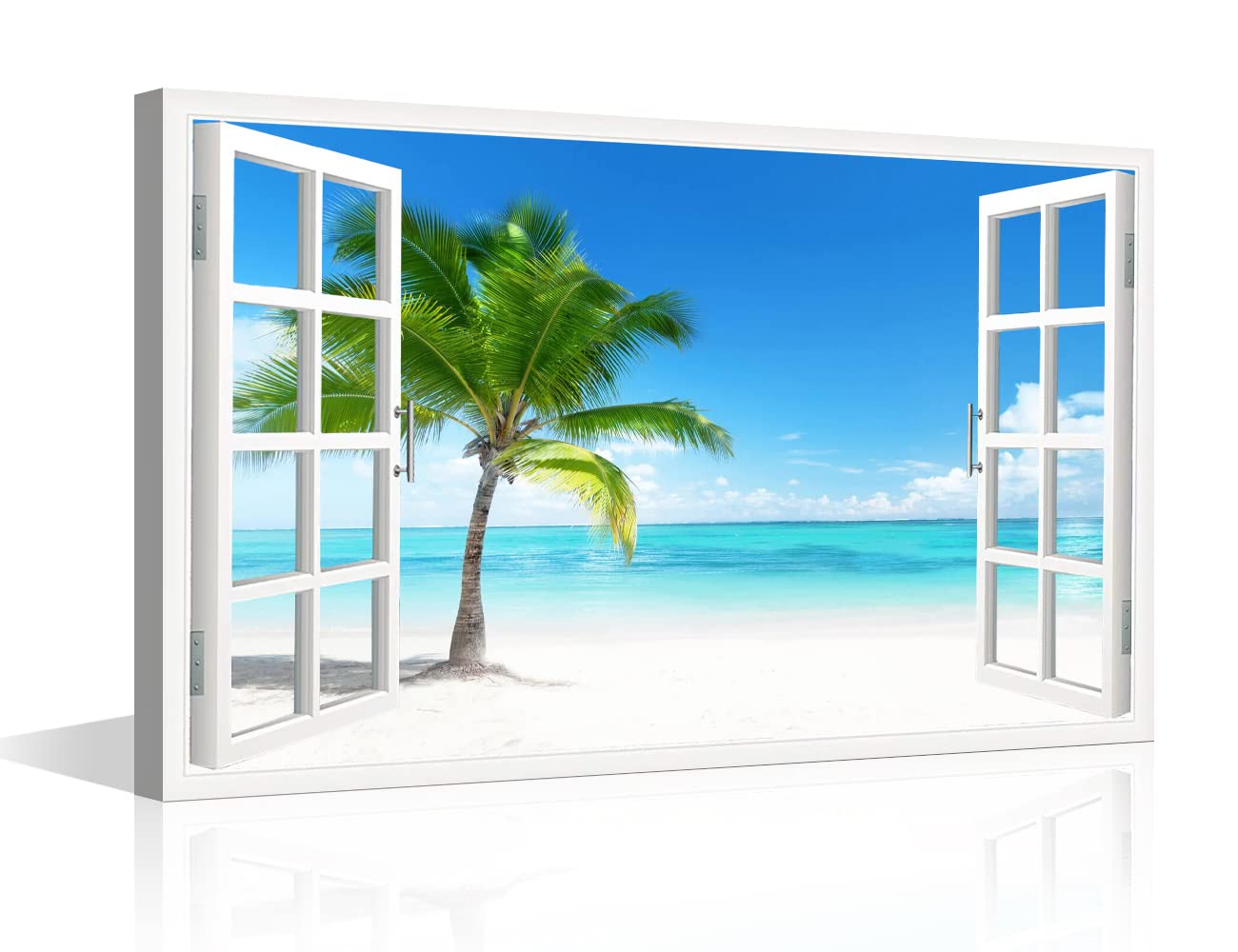 Beautiful Tropical View Canvas Wall Art Palm Tree on The Beach Paintings Modern Natural Scenery Picture for Bedroom Canvas Wall Art Home Decoration for Living Room Framed Ready to Hang (18"W x 12"H) โ image 1