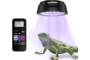 LuminPacific LED Reptiles Light with Remote, UVA UVB FR Lamp for Rainforest & Desert Reptiles, Ferguson Zones 1-4, Timer Switch, 10 Dimmable, for Bearded Dragon, Turtle, Frog, Snake, Plant (1 Pack)