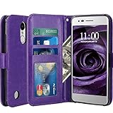 LG Aristo Case, LG Phoenix 3 Case, LG K8 2017 Case, LG Fortune Case, LG Risio Case, LG Rebel 2 LTE Case, LK Luxury PU Leather Wallet Flip Protective Case Cover with Card Slots and Stand (Purple)