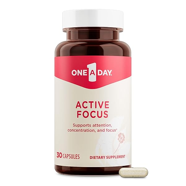 ONE A DAY BRAIN SUPPLEMENT – BRAIN SUPPLEMENTS FOR MEMORY AND FOCUS SUPPORT, CONCENTRATION AND FOCUS SUPPORT, FOCUS SUPPLEMENT FOR ADULTS WITH L-THEANINE, CAFFEINE AND GINSENG, 30 CAPSULES