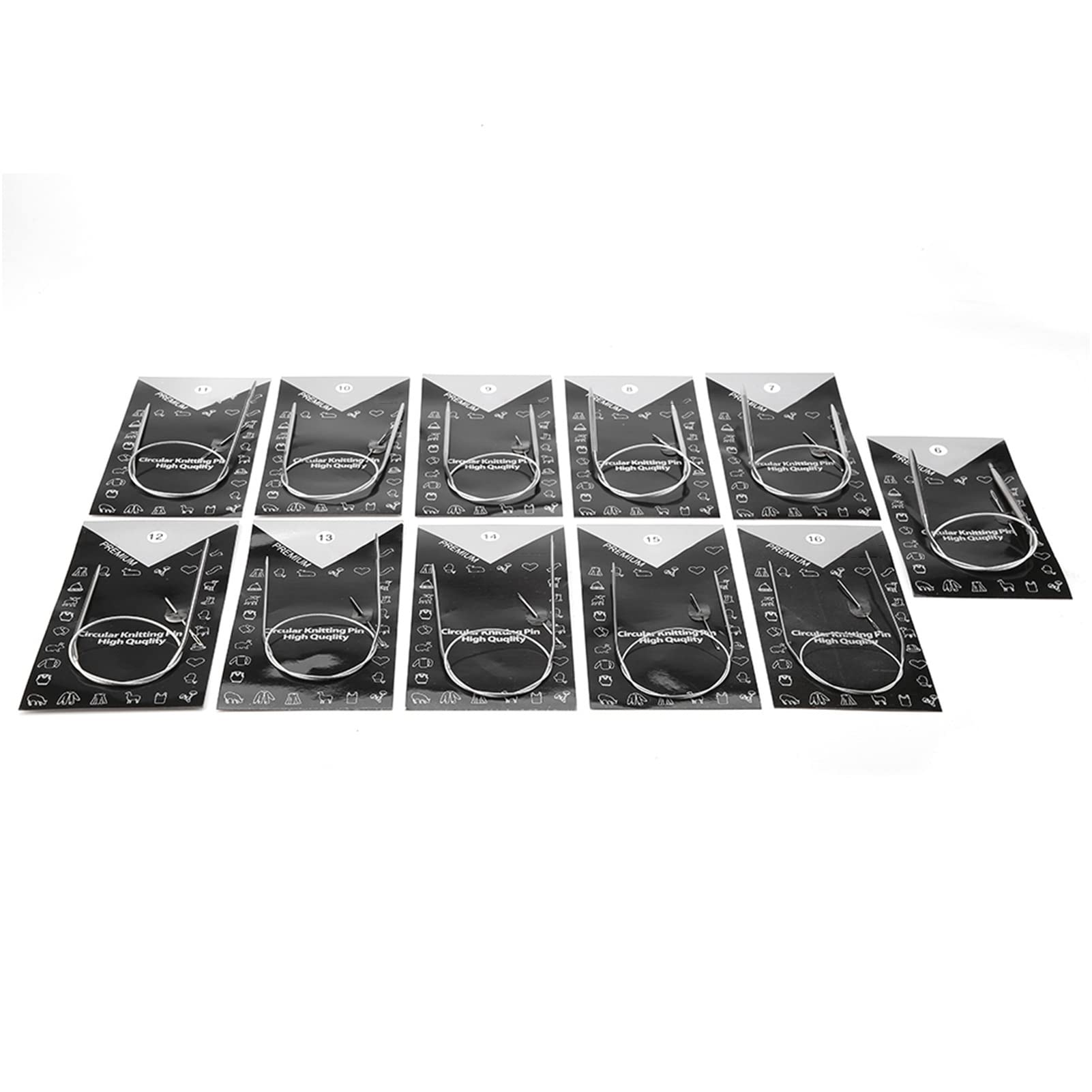 11sizes 43/65/80cm Stainless Steel Circular Knitting Needles Weave Set Handcraft Sweater Needlework Tools Accessories(43cm / 16.9in)