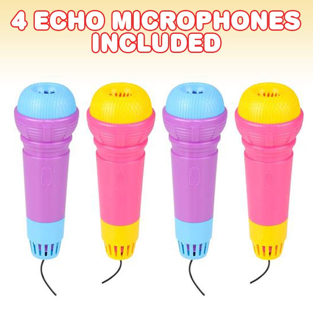 ArtCreativity Large Echo Microphones for Kids, Set of 4, Wireless Karaoke Mics for Children with Echo Effect, Durable and Lightweight Music Toys, Fun Supplies for Birthday, Picnic, BBQ, or Party