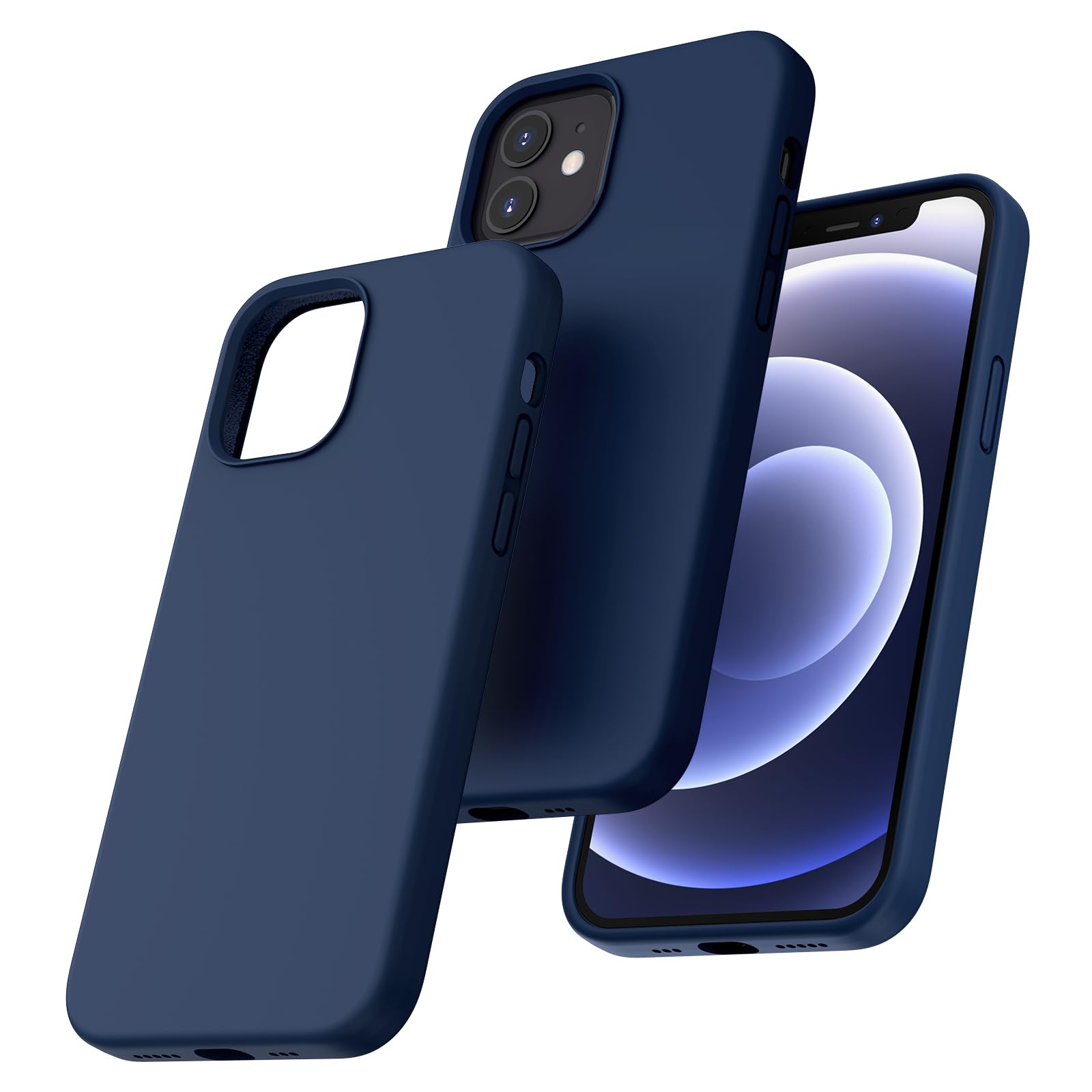 TOCOL Silicone for iPhone 12 Case 6.1-Inch, Liquid Silicone Multi-Color Slim Silky-Soft Touch Anti-Scratch Shockproof Protective Phone Cover, Blue