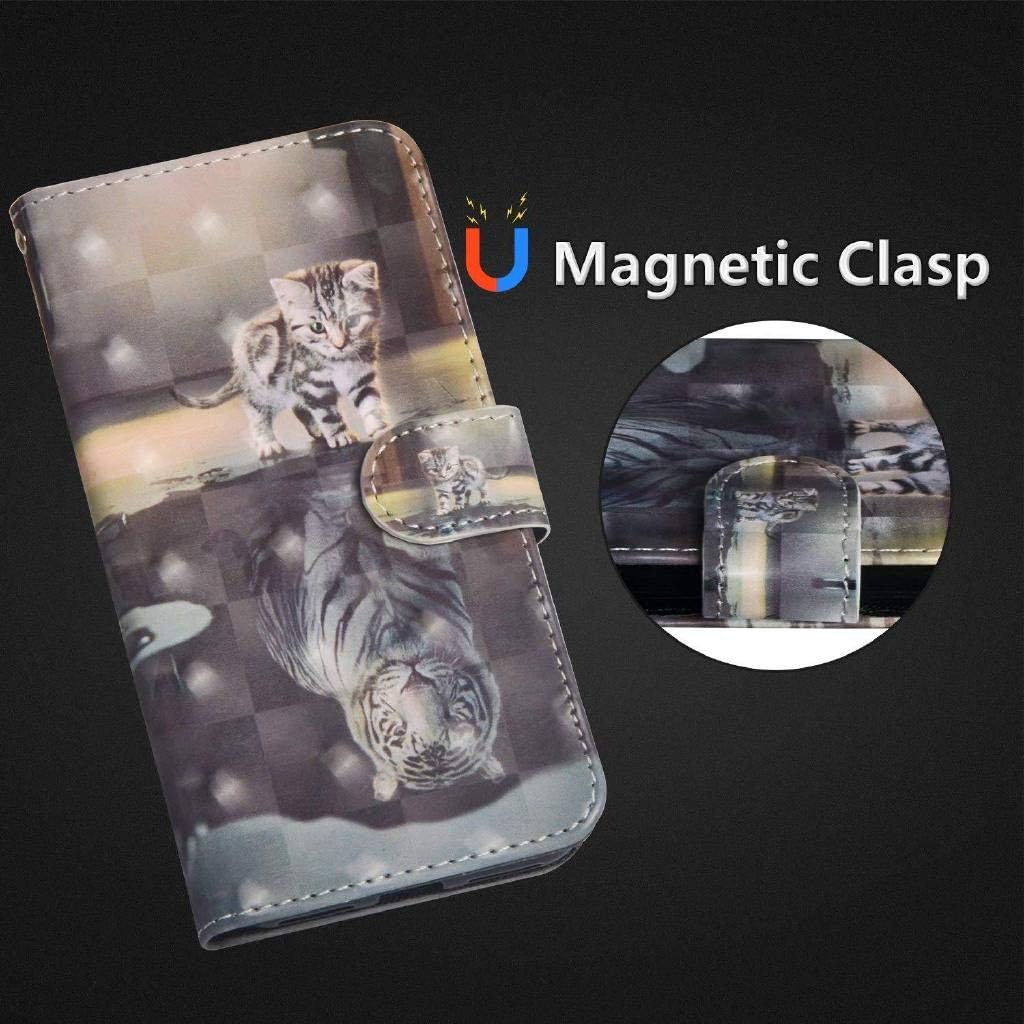 For Huawei P Smart 2020 Case,ShockProof PU Leather Flip Cover Wallet Case with Magnetic Closure Stand Card Holder ID Slot Folio Soft TPU Bumper Protective Skin,Cat In Mirror - Image 4