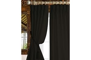 Homi Drapes Triple Pinch Pleated Blackout Curtains Thermal Insulated Room Darkening Drapes for Bedroom/Livingroom Along with 2 Panels Combined W(36"+36"),Tiebacks,Hooks (Black, 72"x95")