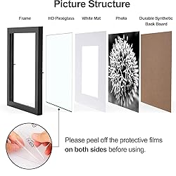 Yaetm 8x8 Picture Frames Black Set of 9, Square 8x8