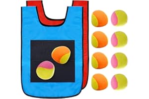 SHINEOFI 12Pcs Kickball Bases Kids Sticky Ball Vest Set, Sticky Dodgeball Vest with 10pcs Throwing Balls, Dodgeball Game