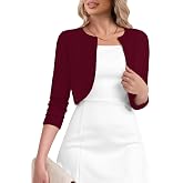 Heymoments Women 3/4 Sleeve Kintted Shrugs Cropped Sweaters Cardigan for Dress