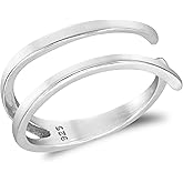 AeraVida Contemporary Double Banded .925 Sterling Silver Wraparound Ring