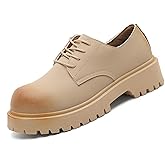 Men's Platform Chunky Dress Shoes Patent Leather Lace Up Oxfords Casual Derby Business Shoes