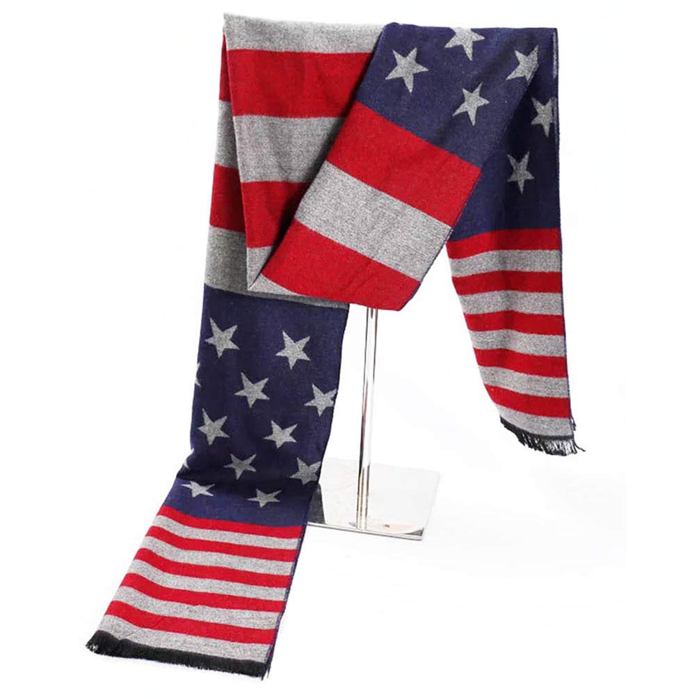 Women/Men USA American-Star-Flag Scarf - Reversible Elegant Classic Warm Cashmere Soft Scarves for Fall Winter Women/Men USA American-Star-Flag Scarf - Reversible Elegant Classic Warm Cashmere Soft Scarves for Fall Winter