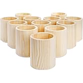 Yopay 12 Pack Wood Pen Holder, 4 Inch Round Pencil Holder for Desk, Unfinished Wooden Pencil Cup Desk Organizer for Makeup Brush, Homemade DIY Crafts, Painter, Home School Office Supplies