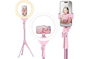 UBeesize 12'' Selfie Ring Light with 62’’ Tripod Stand for Video Recording, Live Streaming(YouTube, Instagram, TIK Tok), Compatible with Phones, Cameras and Webcams Pink