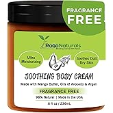 RaGaNaturals Mango Butter Moisturizing Hand & Body Cream for Dry to Very Dry, Sensitive Skin - Natural Vitamin E Face Cream - Non-Comedogenic, Unscented Lotion for Dry Skin for Women, Men, Baby - 8 Oz