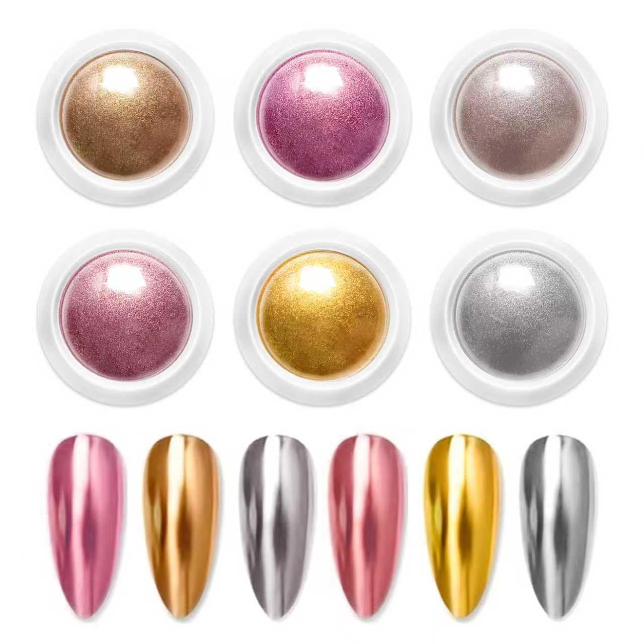 BISHENGYF Rose Gold Chrome Nail Powder - 【NO.1 Super Metallic Mirror Effect】Holo Nail Chrome Powder Shiny Nail Glitter Chrome Powder with Magic Mirror Effect for Nail Art Design Decoration
