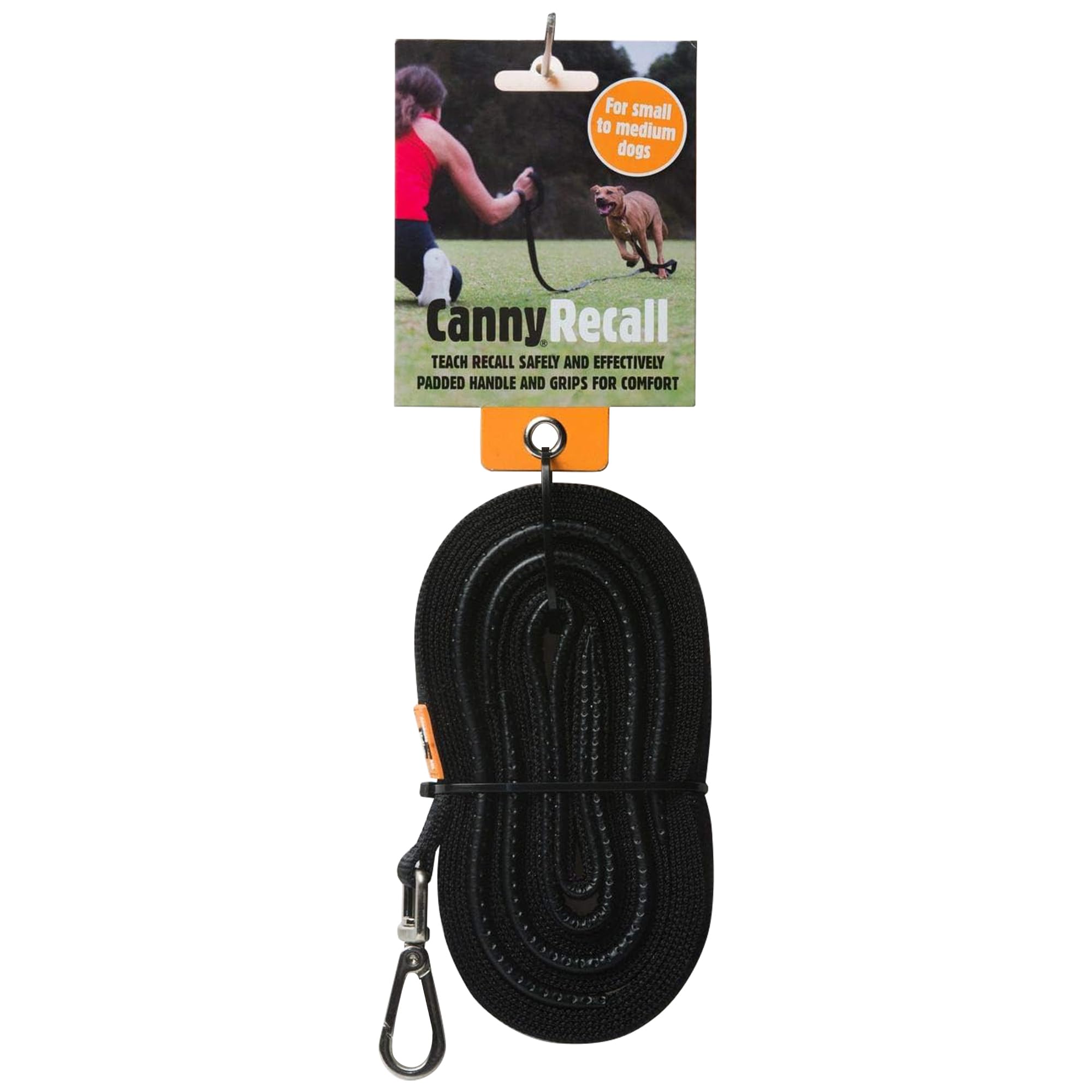 Canny Recall Lead – Long Recall Training Lead for Dogs | Safe Distance Control with Padded Handle & Grips | Teach Your Dog to Come When Called – Black – 5 m — image 1