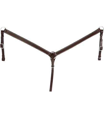 Ensemble D'attaches Western Pour Cheval - Tête Et Collier Poitrine - Cuir Marron - MOUSM