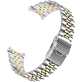 YISIWERA Stainless Steel Curved End Watch Band Replacement Double FlipLock Buckle Metal Watch Strap Bracelet for Men Women