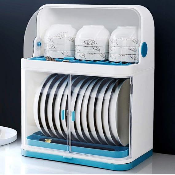 LYCIL Plástico Escurridor De Platos con Tapa De La Tapa,Gran Capacidad