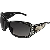 Rodeo Queen Angel Padded Motorcycle Bling Sunglasses for Women Black Frame w/Bling Rhinestones & Smoke Gradient Lens