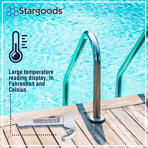 Stargoods Pool Skimmer - Heavy Duty Cleaner Tool & Net Bag Leaf Cleaning & Floating Thermometer Pack - Thumbnail 5