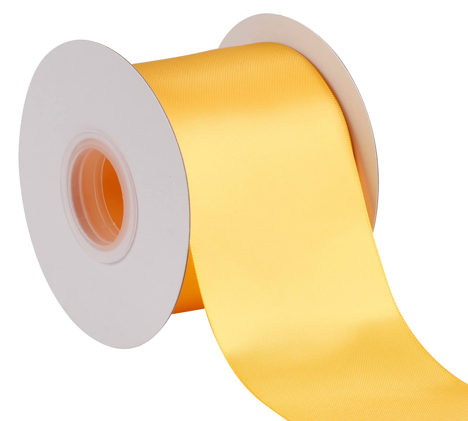 Joycrosso 75mm Double Faced Satin Ribbon 22 Meters-Roll Set for Chair Sash Gift Wrapping Party Favor Home Decoration Craft Supplies, Yellow Gold
