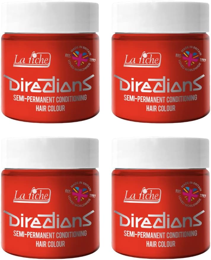 La Riche Directions Neon Red Semi-Permanent Hair Color 100ml x4 Tubes