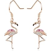 KINGWHYTE Flamingo Earrings for Women 925 Sterling Silver Pink Flamingo Dangle Drop Earrings Hypoallergenic Animal Earrings Flamingo Jewelry Gifts for Birthday Christmas Valentine's Day