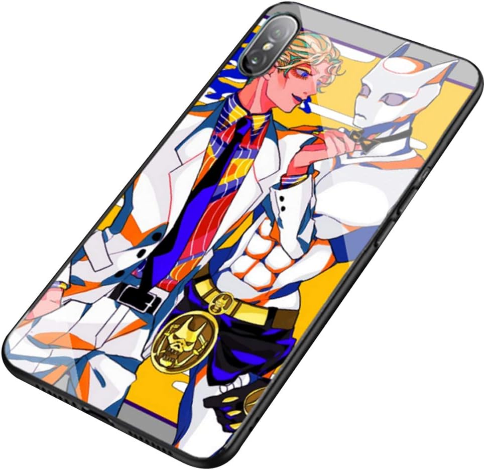 JoJo's Bizarre Adventure Case for iPhone,iPhone 11 Pro Tempered Glass Hard Shell,Black Protective Cover,kira Yoshikage-c iPhone X