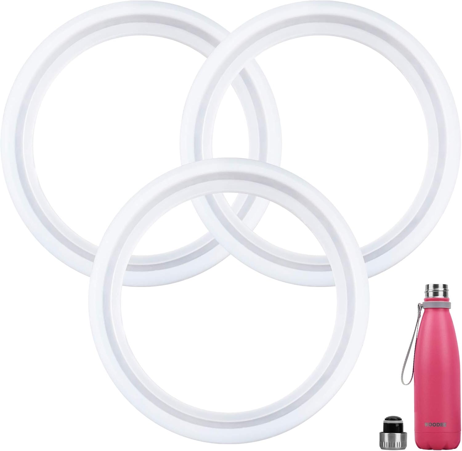 koodee 3 Pack Replacement Silicone Sealing Rings Gaskets for 17 oz Vacuum Insulated Water Bottle, BPA-Free