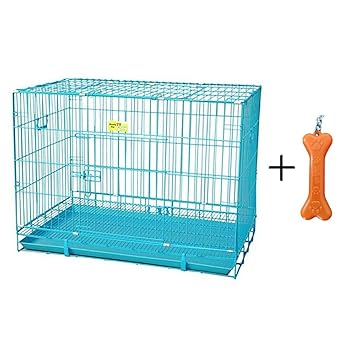 Goofy Tails 30-inch Single Door Foldable Steel Dog Cage/Crate with Key Chain (Medium, 74x46x50cm)