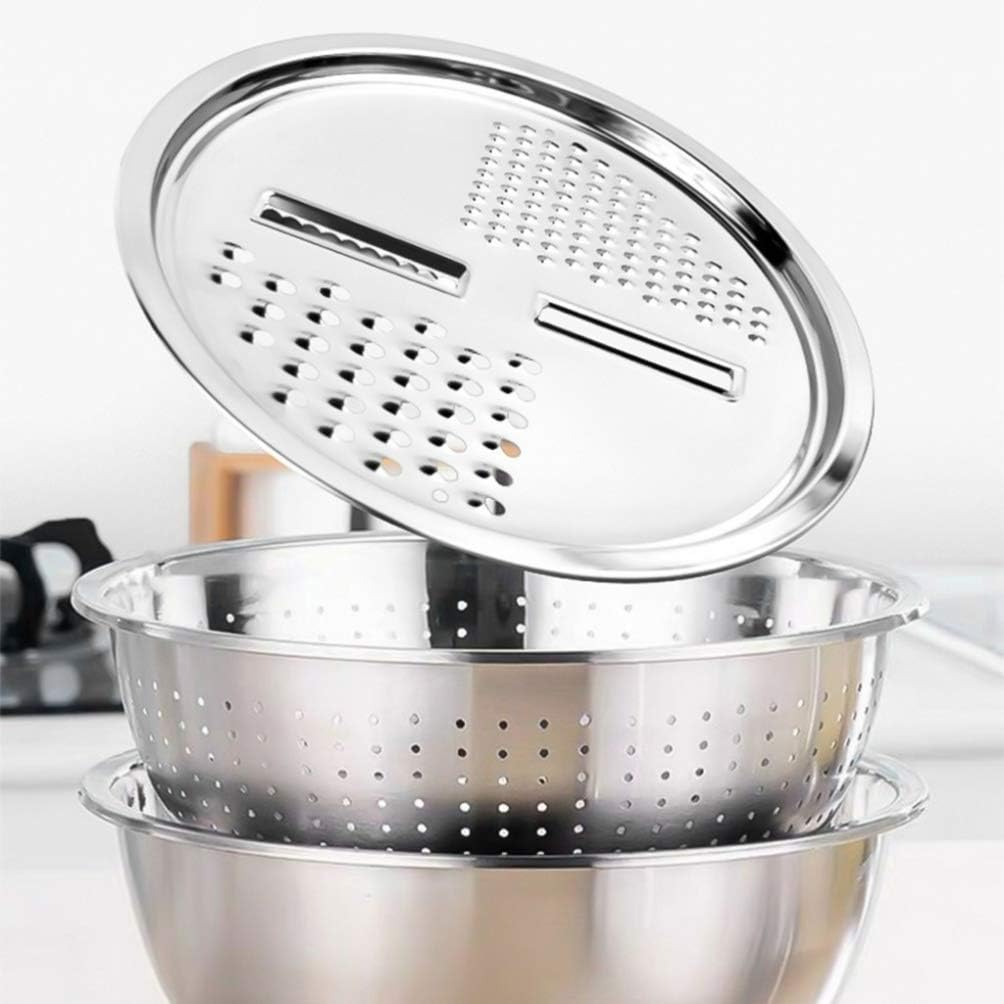 Stainless Steel Drain Basket Vegetable Cutter 3 In 1 Kitchen