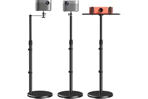 AMADA HOMEFURNISHING Height Adjustable Projector Stand 32"-47", Projector Floor Stand with 3 Mounting Options, 360° Rotatable Ball Head for Home & Office & Outdoor, AMPS04