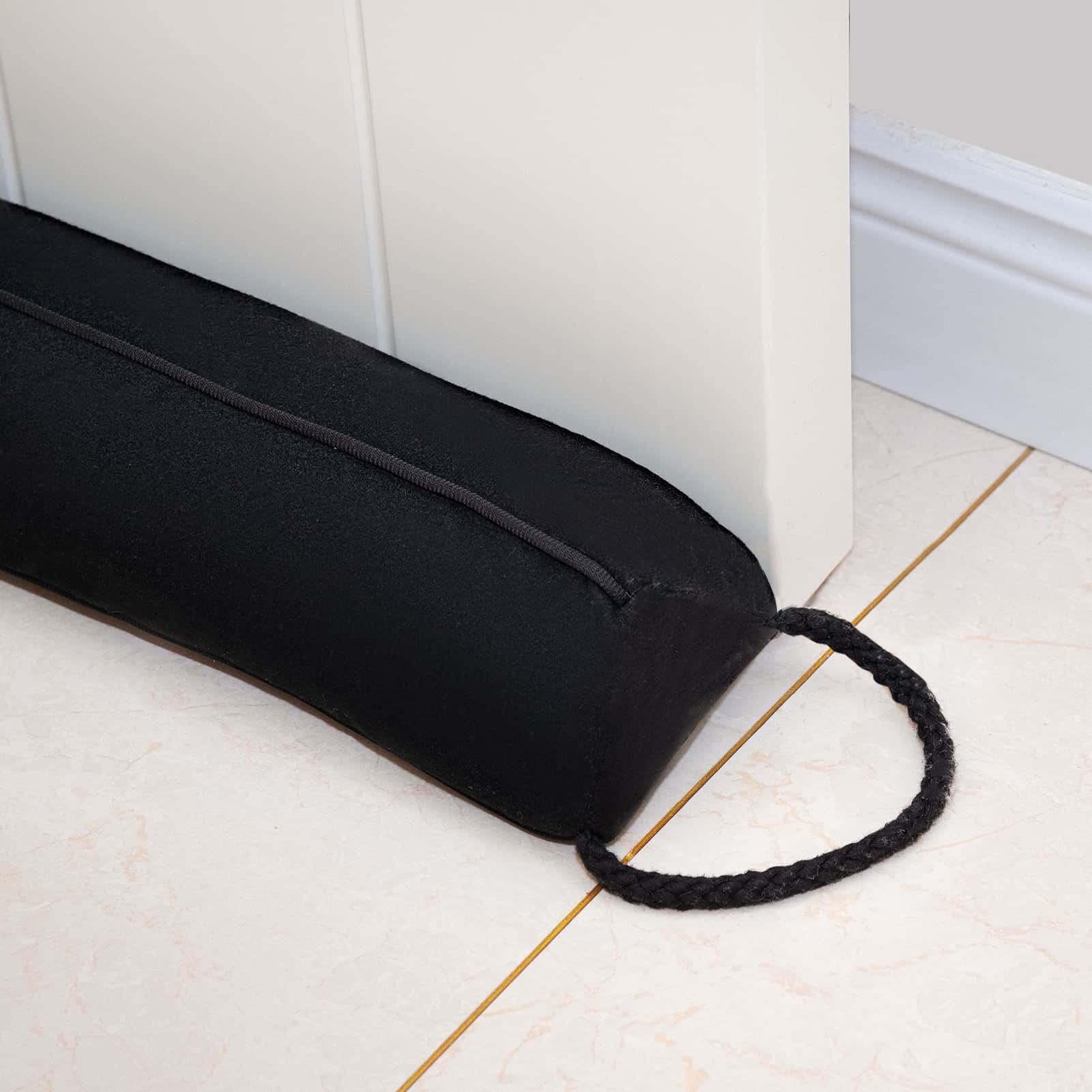Marwood Under Door Draught Excluder 96cm Wind Stopper for Door & Window, Removable & Washable Weighted French Air Door Draft Stopper Noise Blocker for Bottom of Door with Hanging Loops - Black 38" — image 1