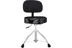 TENTOTEN Drum Throne with Backrest Drum Chair, Portable Removable Drum Throne Seat Motorcycle Style Hydraulic Drum Stool for Adults with Adjustable Backrest & Memory Foam (Black Velety)