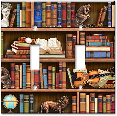 Art Plates - Books In Library Switch Plate - Double Toggle