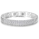 Kose Cuban Link Bracelet for Men Women | 14K Gold/White Gold Plated Chain Wrist Bracelets Pave Cubiz Zriconia,7.5 inch Length