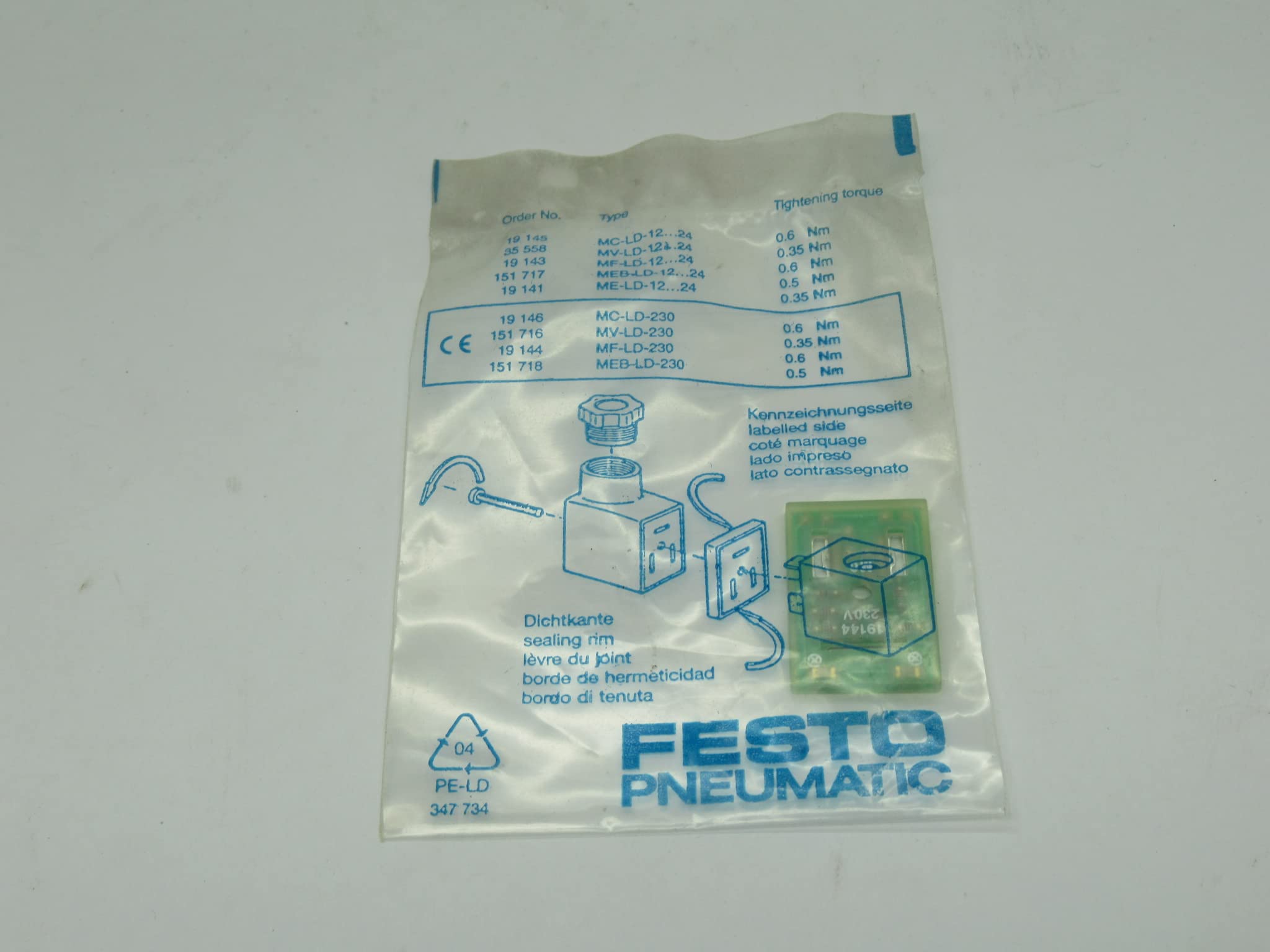 Festo 19144 Seal, Model MF-LD-230AC