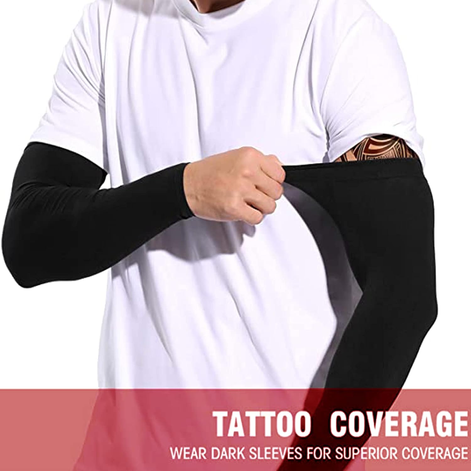 2 Pair Arm Sleeves for Men Women UV Long Sleeve Protect Arms UV Sun Protection Arm Sleeves for Men & Women- UPF 50 Arm Cover / Shield(Black,white): Clothing