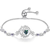 FANCIME Tree of life Birthstone Bracelet for Women Sterling Silver Tree Jewelry Birthstone Charm Bracelet Gemstone Anniversary Birthday Mothers Day Gifts for Wife Mom Her