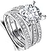 Round Cut CZ Bridal Set - 3 PCS/Set Big Solitaire Cubic Zirconia Engagement Wedding Ring Set for Women with Band