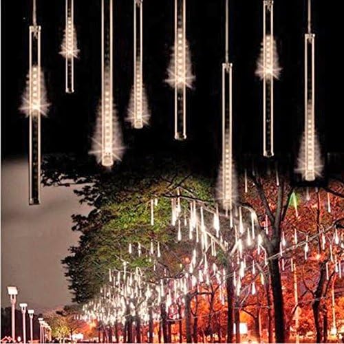 Meteor Shower Rain Lights, AOTOSOLO Waterproof 8 Tubes Icicle Snow Fall String Lights for Xmas Tree Home Garden Outdoor Decorations (19.68"/50cm, Warm White)