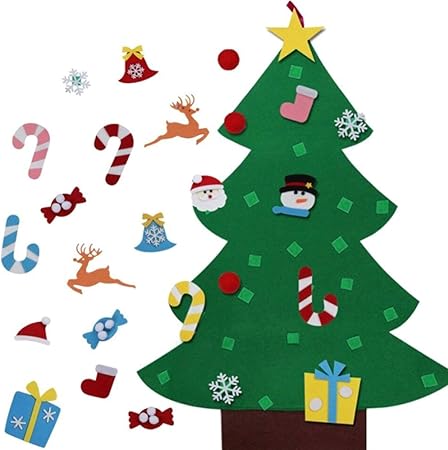 Amazon Hollazilla フェルトクリスマスツリー クリスマス飾り 26個パーツ付き 飾り 幼稚園 Diy 壁掛け ウォールデコレーション 取り外し可能 メリークリスマス Merrychristmas 98 80 クリスマス雑貨 おもちゃ