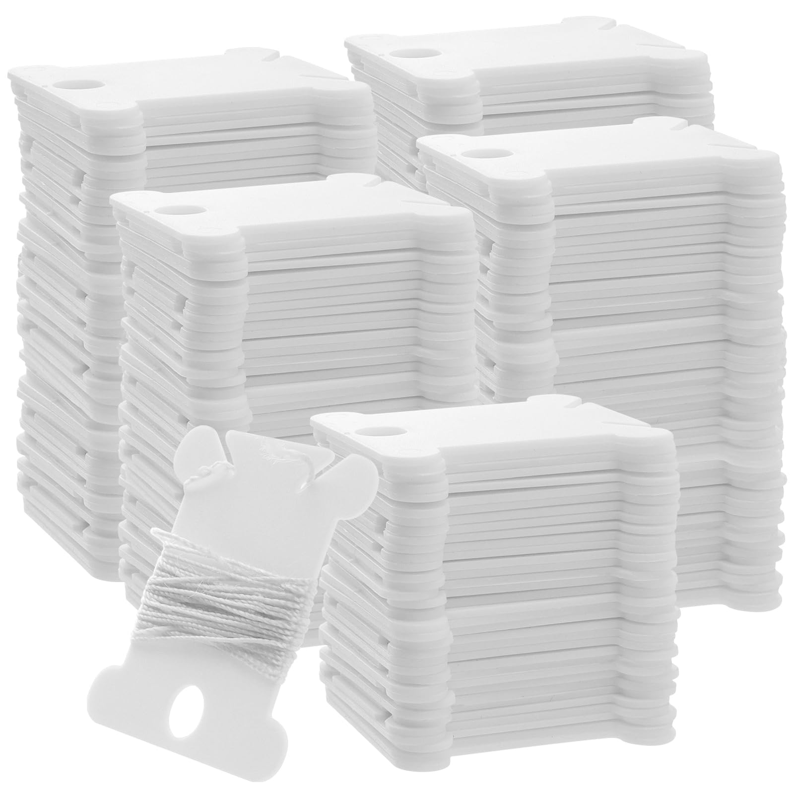 FUNSUEI 1000 PCS Plastic Floss Bobbins, Embroidery Thread Bobbins Card, Cross Stitch Thread Holder Card Floss Bobbins Organiser for DIY Embroidery Sewing Thread Storage, Milk White