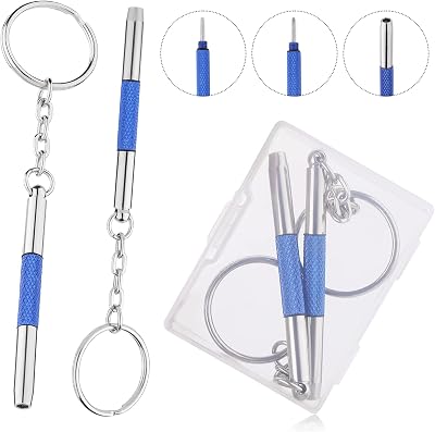 Abeillo 2Pcs Tiny Eyeglass Screwdriver Kit 3 in 1 Keychain Precision Set