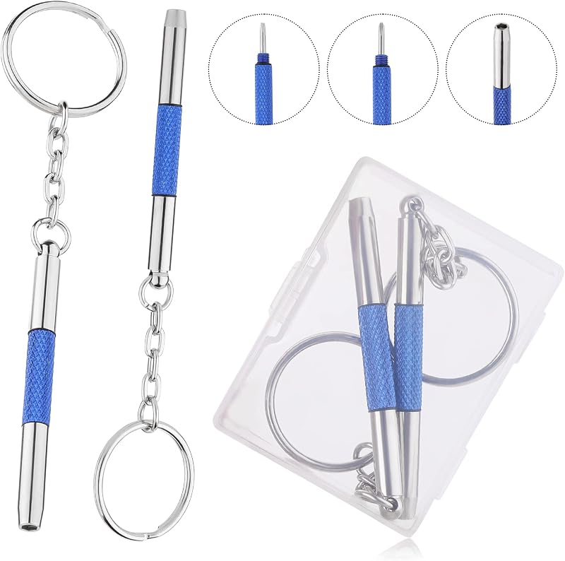 Abeillo 2Pcs Tiny Eyeglass Screwdriver Kit 3 in 1 Keychain Precision Set