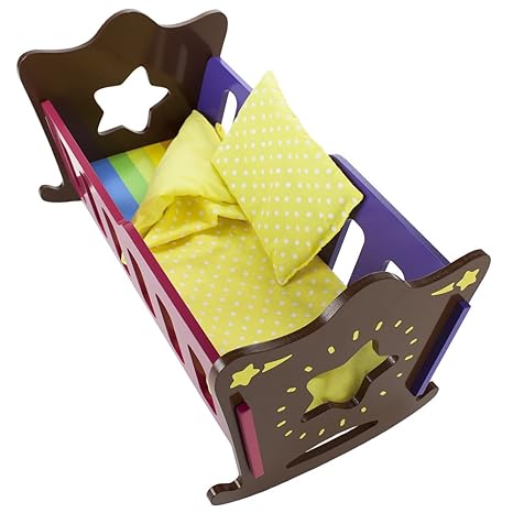 Amazon Star Bright Colorful Rocking Doll Cradle with Bedding