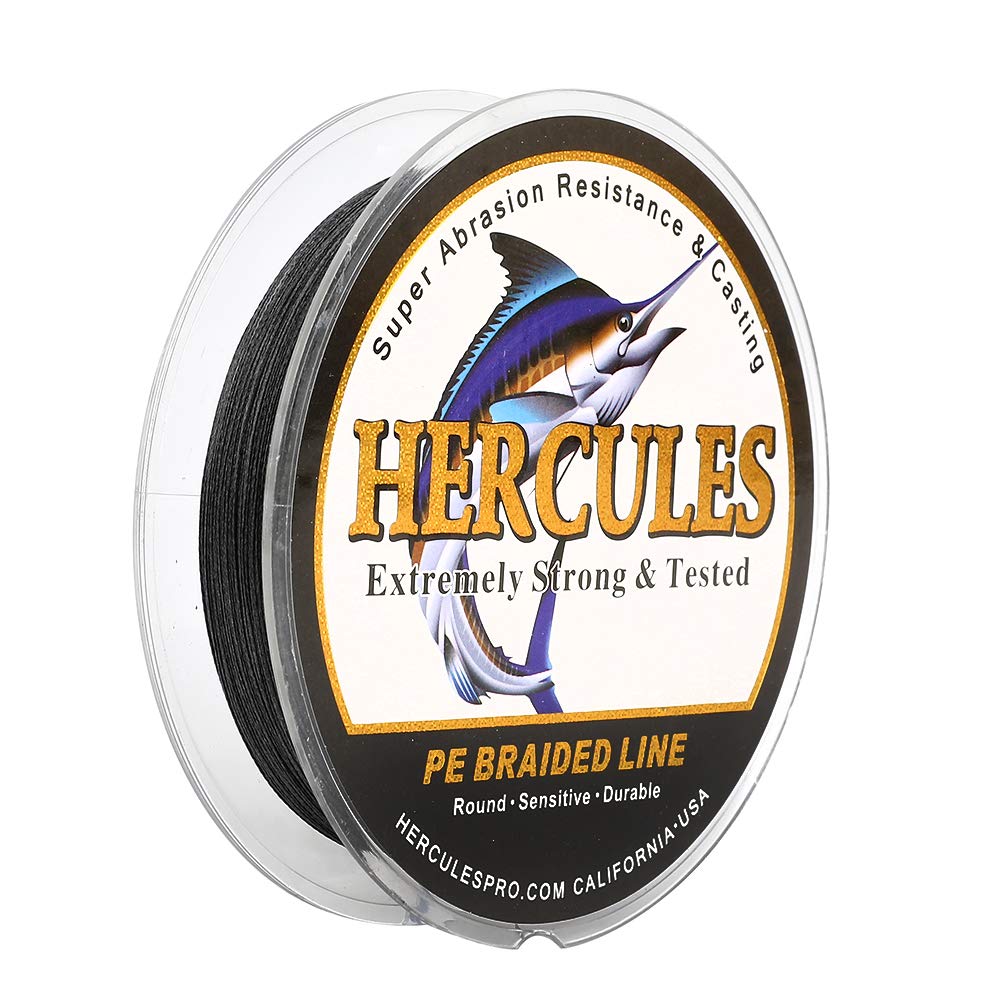 Hercules Super Strong 500M 547 Yards Braided Fishing Line 20 LB Test for Saltwater Freshwater PE Braid Fish Lines 4 Strands - Black, 20LB (9.1KG), 0.20MM