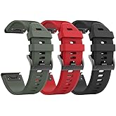 NotoCity Compatible Fenix 5X Band 26mm Width Soft Silicone Watch Strap for Fenix 8 51mm/Fenix 6X/Fenix 7X/Fenix 5X Plus/Fenix 6X Pro/Fenix 3/Fenix 3 HR/Tactix/Descent MK1/D2 Delta PX/D2 Charlie-3pcs